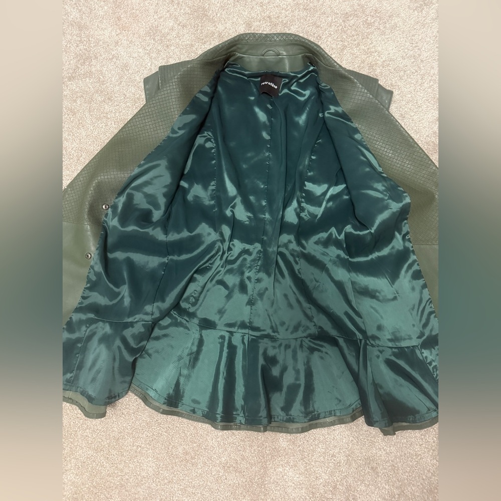 Retrofete - Jessica Leather Mini Dress - Army Green - size Small - Gorgeous Cond - Picture 7 of 16
